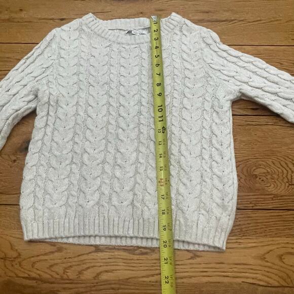 American Eagle Outfitters Cable Knit Sweater Sz Small Cozy Preppy Cream Pullover - Picture 4 of 7